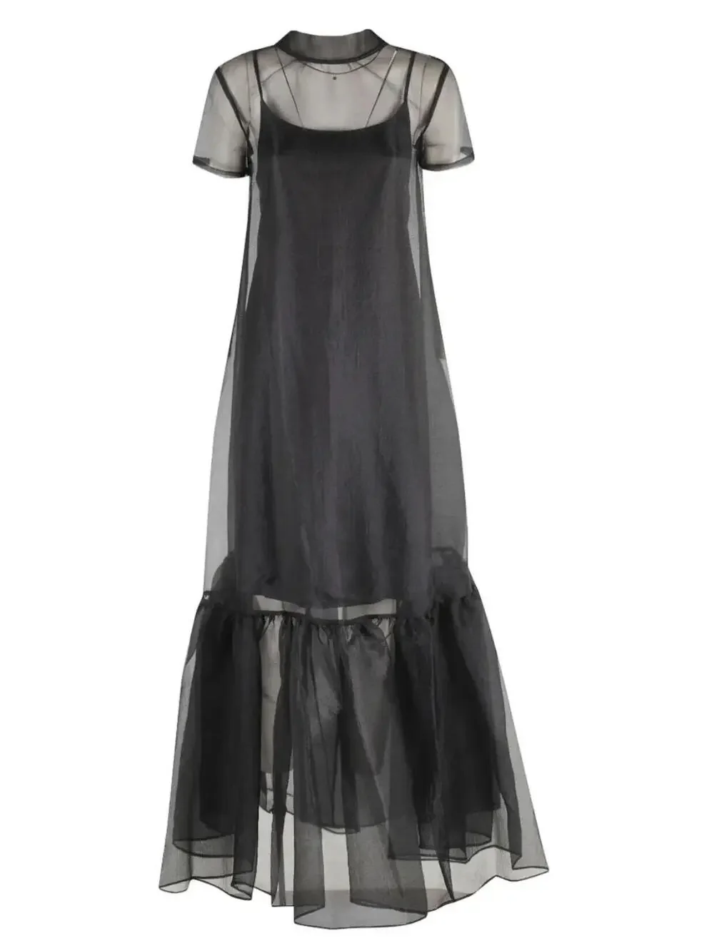 NWT STAUD Calluna Organza Neck Tie Gown Dress Designer Sheer Black Small - Picture 2 of 9